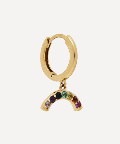 Andrea Fohrman Gold Rainbow Gemstone Hoop Earring