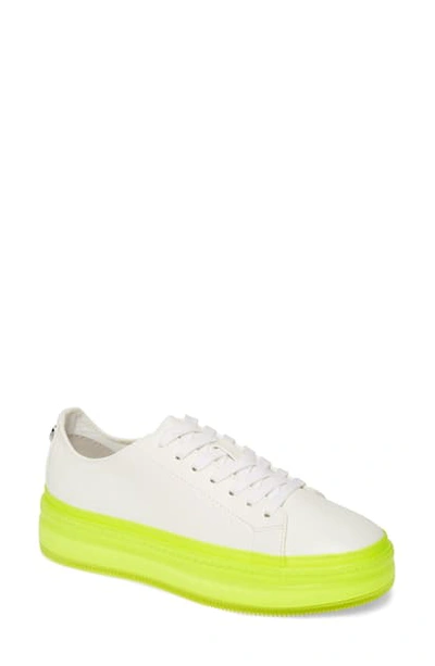 Steve Madden Neon Platform Sneaker In White/yellow ModeSens