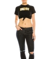 KENDALL + KYLIE CREW NECK TIED UP CROP TOP TEE