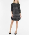 NANETTE LEPORE NANETTE NANETTE LEPORE 3/4 SLEEVE FIT AND FLARE WITH FLOUNCE AT SLEEVES AND HEM