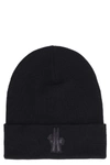 Moncler Wool Hat With Embroidered Patch In Black