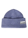 Ganni Knitted Beanie Hat In Lilla