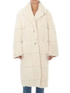 Off-white Oversized Shearling Coat In Beige
