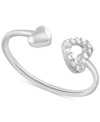 Essentials Crystal Heart Open Toe Ring In Silver-plate In Silver