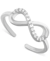 ESSENTIALS CRYSTAL INFINITY TOE RING IN SILVER-PLATE