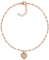 Essentials Crystal Heart Anklet In Rose Gold-plate In Rose Gold