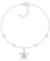 Essentials Crystal Sea Turtle Anklet In Silver-plate In Silver