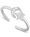 Essentials Crystal Moon & Star Toe Ring In Silver-plate In Silver