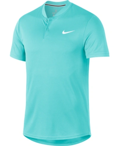 Nike Men's Court Dry Blade-collar Tennis Polo In Aqua