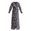 PAISIE Winter Floral Maxi Wrap Dress In Winter Navy Floral Print
