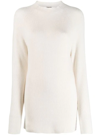 Joseph Long-line Ribbed Knit Jumper In Neutrals