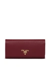Prada Saffiano Long Wallet In Red