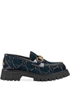 Gucci Gg Velvet Lug Sole Loafers In Blue