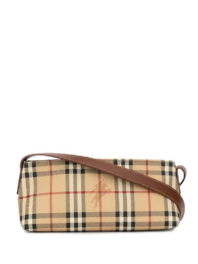 Pre-owned Burberry Nova Check格纹单肩包 In Brown