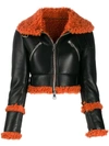 AINEA SHEARLING-TRIMMED BIKER JACKET