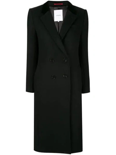 Loveless Double Breasted Fitted Coat In Black