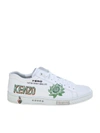 KENZO TENNIX LOW TOP SNEAKERS IN WHITE COLOR LEATHER,11104309