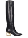 Givenchy Triangle High High Heels Boots In Black Leather In Black