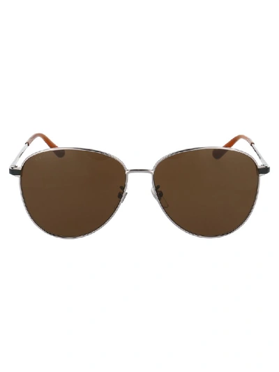 Gucci Sunglasses In Ruthenium Black Brown