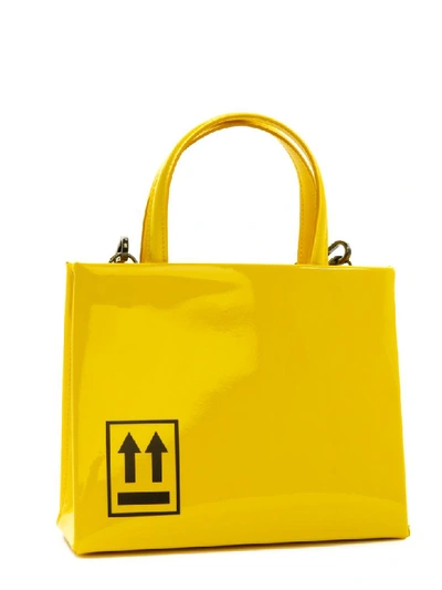 Off-white Patent Mini Box Bag In Yellow
