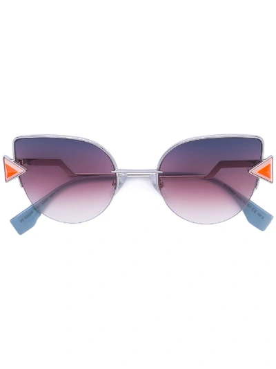 Fendi Triangle Detail Cat Eye Sunglasses In 金属色
