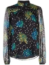 A.l.c Beatrix Floral & Metallic Dot High-neck Long-sleeve Top In Black Multi