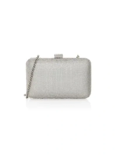 Whiting & Davis Yves Crystal Mesh Minaudière In Silver