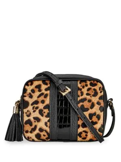 Gigi New York Maddie Leopard Print Calf-hair & Leather Crossbody Bag In Black Leopard