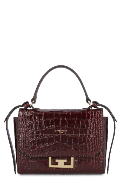 Givenchy Mini Eden Croc Embossed Leather Bag In Aubergine