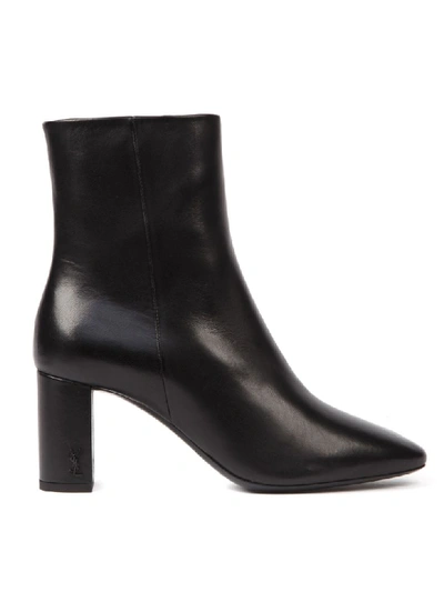 Saint Laurent Lou 95 Leather Ankle Boots In Black