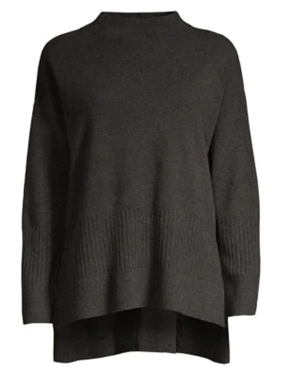 Donna Karan Long-sleeve Wool-blend Sweater In Charcoal