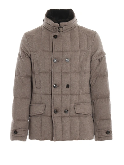 Moorer Siro Cashmere Double-breasted Puffer Jacket In Taupe
