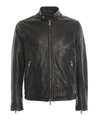 ORCIANI BLACK LEATHER PUFFER JACKET