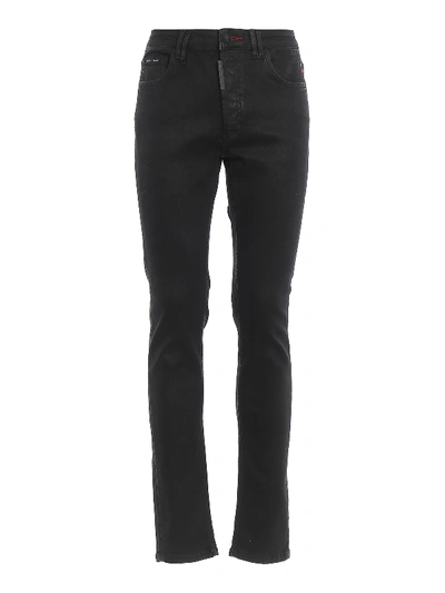 Philipp Plein Super Straight Gothic Jeans In Black