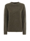 ASPESI MOSS GREEN BRUSHED SHETLAND WOOL SWEATER