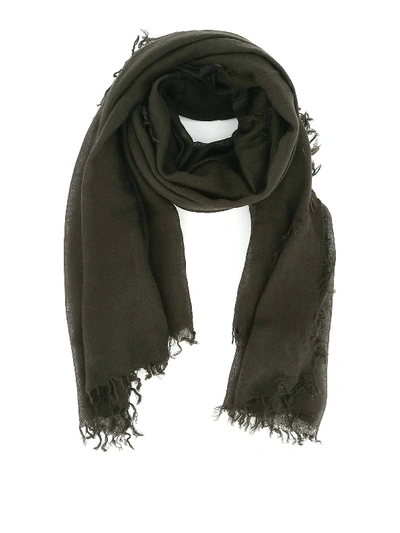 Aspesi Army Green Cashmere Gauze Scarf In Dark Green