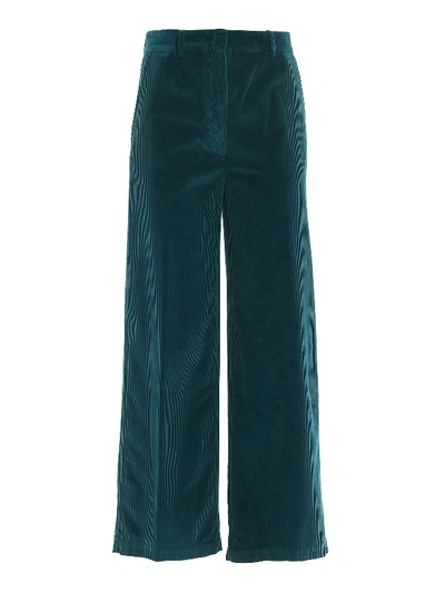 Aspesi Jade Corduroy Wide Leg Trousers In Green