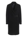 FAY BLACK WOOL AND CASHMERE HOOK COAT