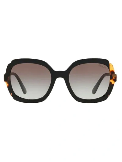Prada Etiquette 54mm Square Sunglasses In Top Black/ Blue Grad Mirror
