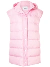 Msgm Hooded Padded Gilet In Pink