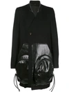 RICK OWENS FAUX LEATHER-PANELLED COAT