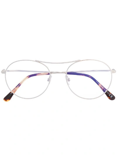 Tom Ford Round Frames Glasses In Silver