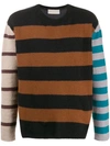 Paura Panelled Striped Jumper In Brown