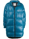 Paura Oversized Quilted Coat In Blue