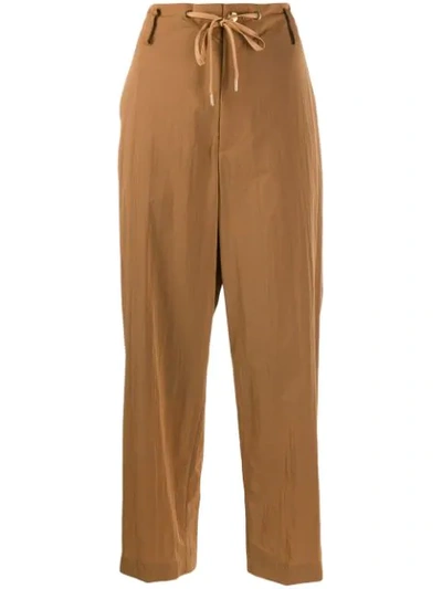 Fumito Ganryu Loose Fit Drawstring Trousers In Brown