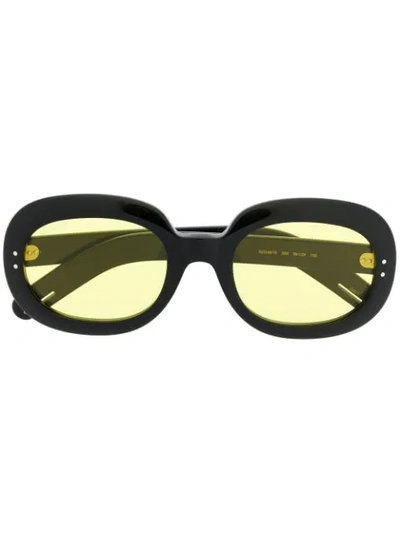 Gucci Round Frames Sunglasses In 004 Black Black Yellow