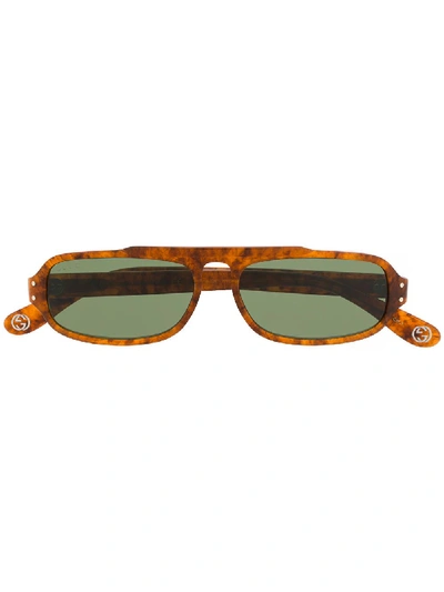 Gucci Rectangular Frames Sunglasses In 棕色