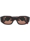 Versace Logo Embellished Sunglasses In Brown