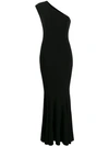 Norma Kamali One-shoulder Fluted Stretch-jersey Midi Dress In Black