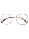 Chloé Thin Round Frame Glasses In Gold